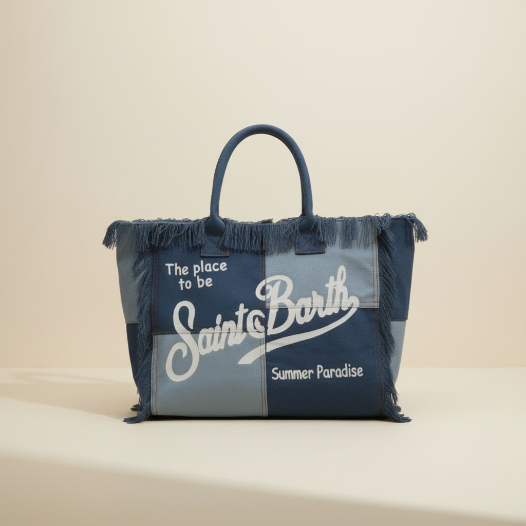 Dolce Riva - Denim Color-Block Beach Bag