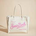 Dolce Riva - White Beach Bag with Pink Logo