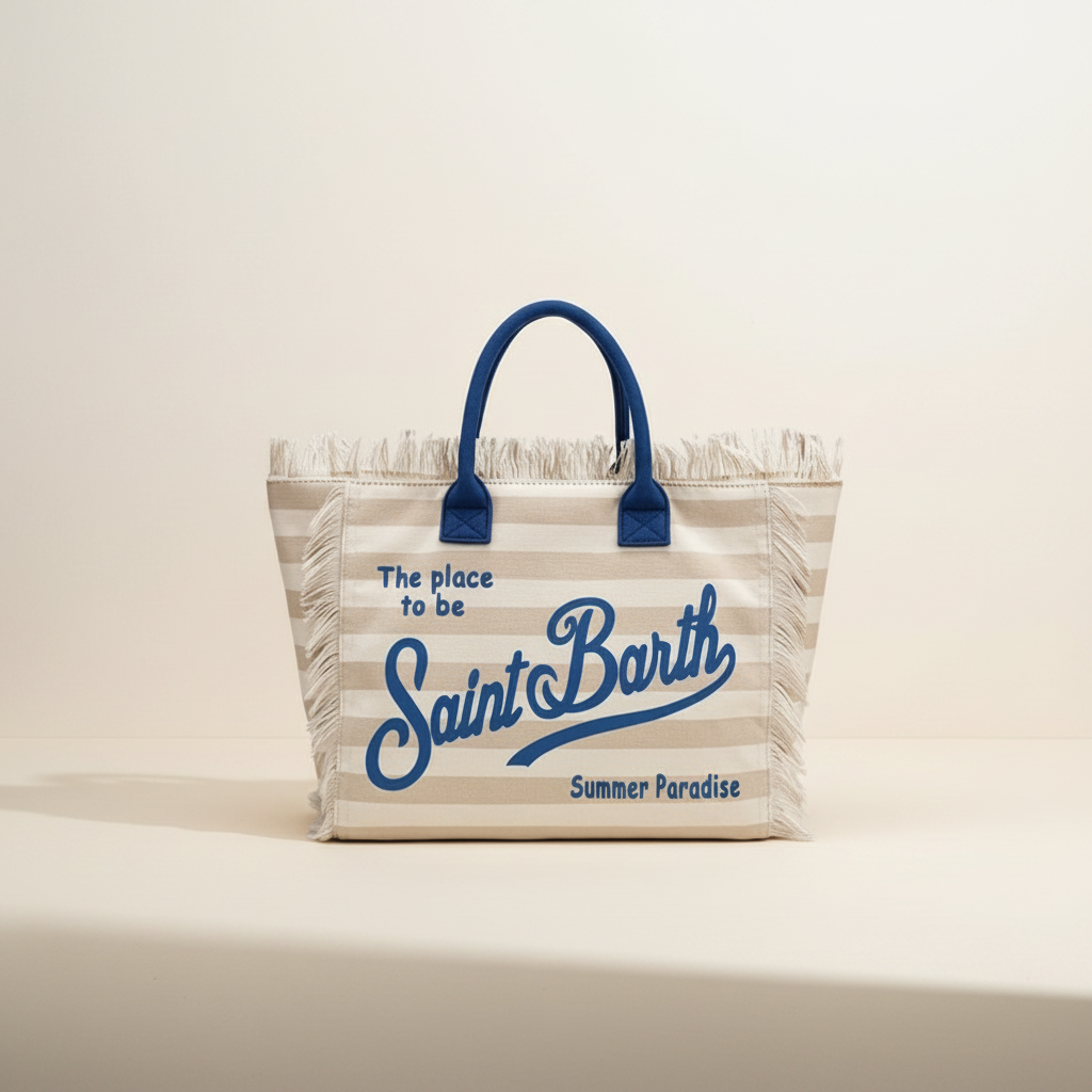 Dolce Riva - Cream & Blue Striped Beach Bag