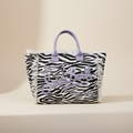 Dolce Riva - Zebra Beach Bag with Lilac Handles