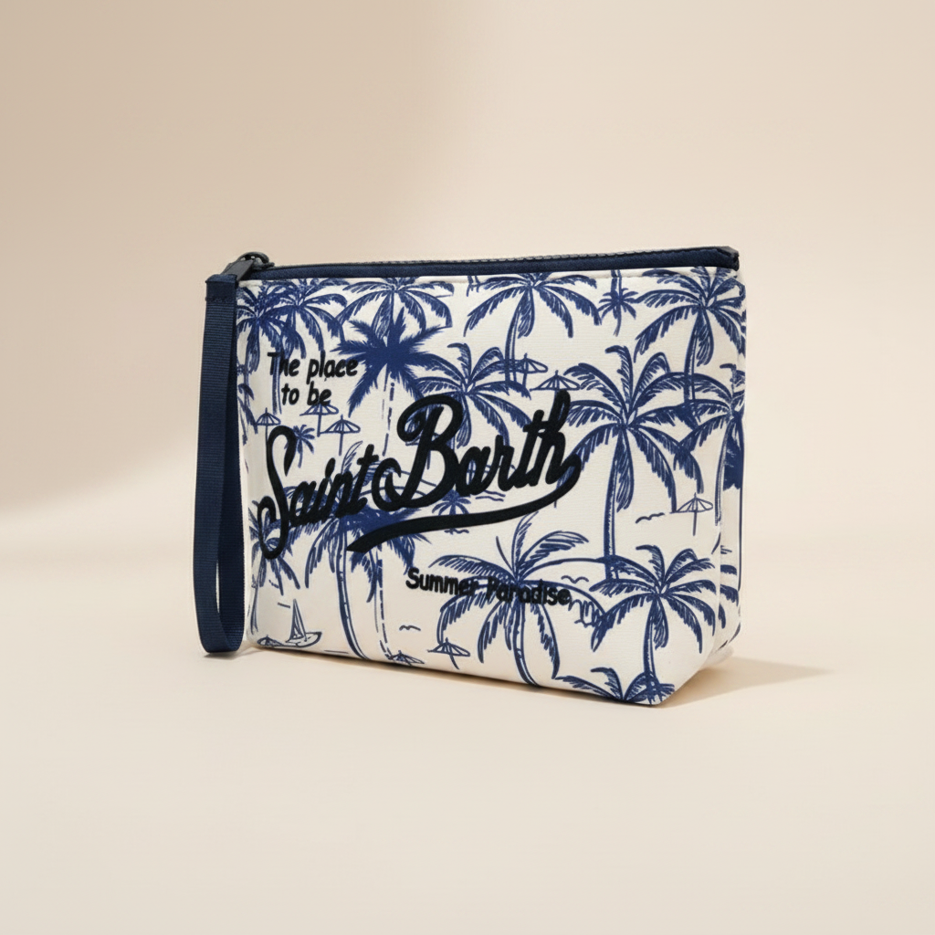 Dolce Riva - Blue Palm Print Pouch