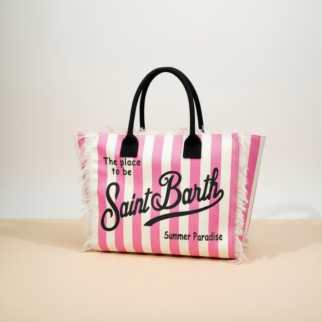 Dolce Riva - Pink Pinstripe Beach Bag