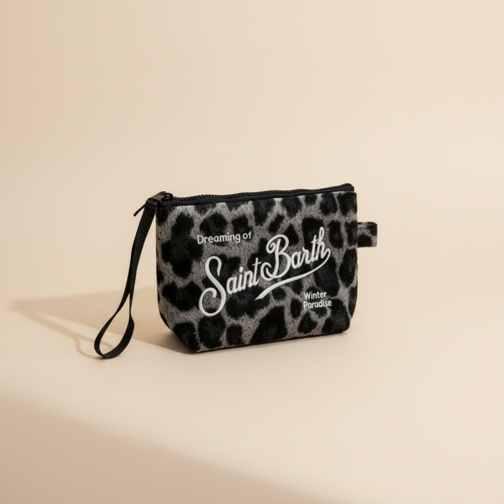 Dolce Riva - Grey Terry Leopard Pouch