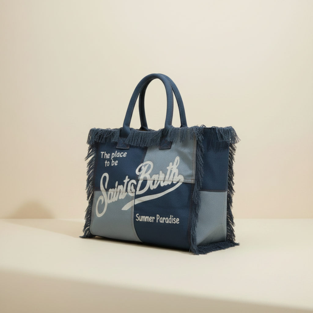 Dolce Riva - Denim Color-Block Beach Bag