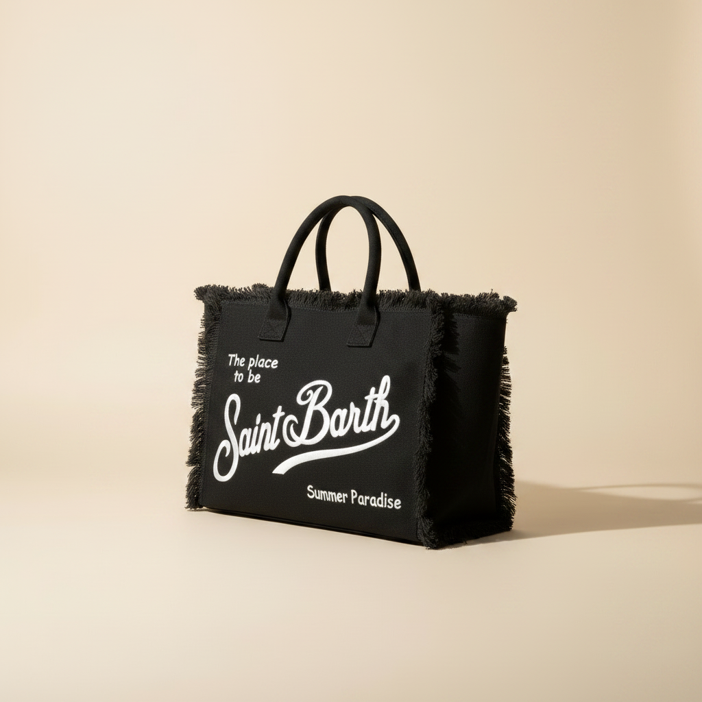 Dolce Riva - Black Beach Bag with White Logo