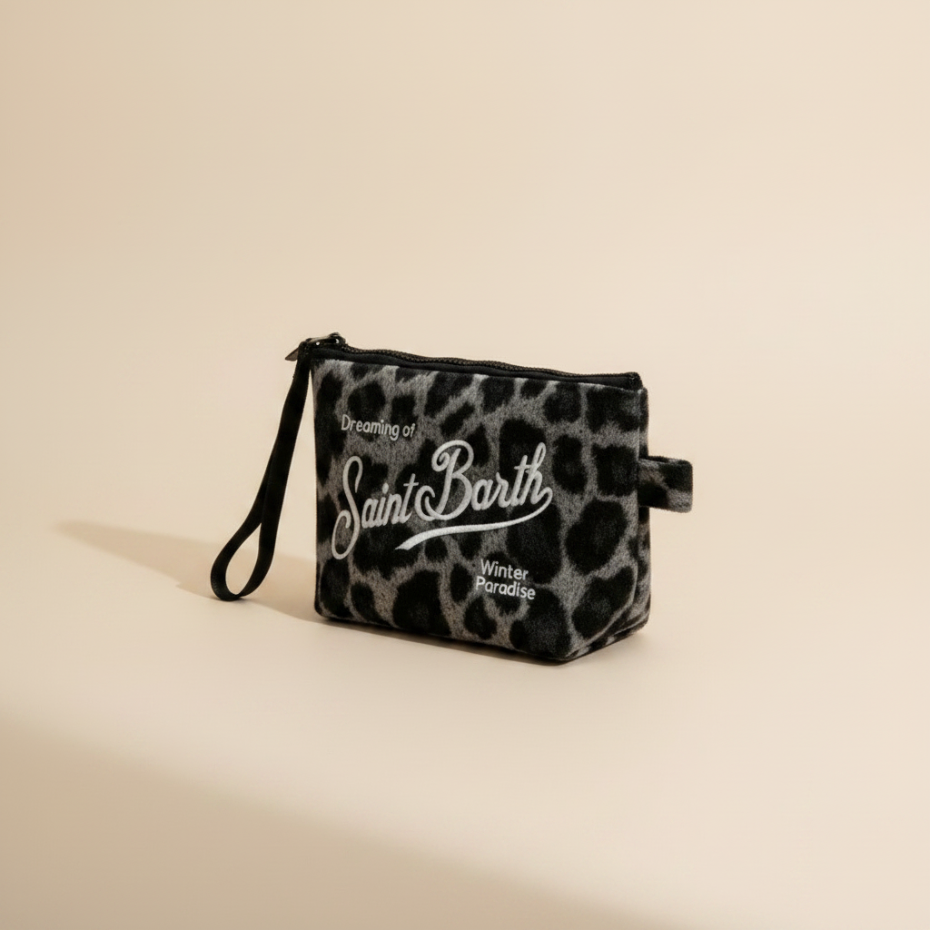 Dolce Riva - Grey Terry Leopard Pouch