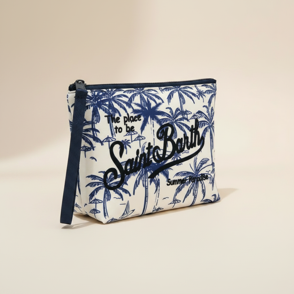 Dolce Riva - Blue Palm Print Pouch