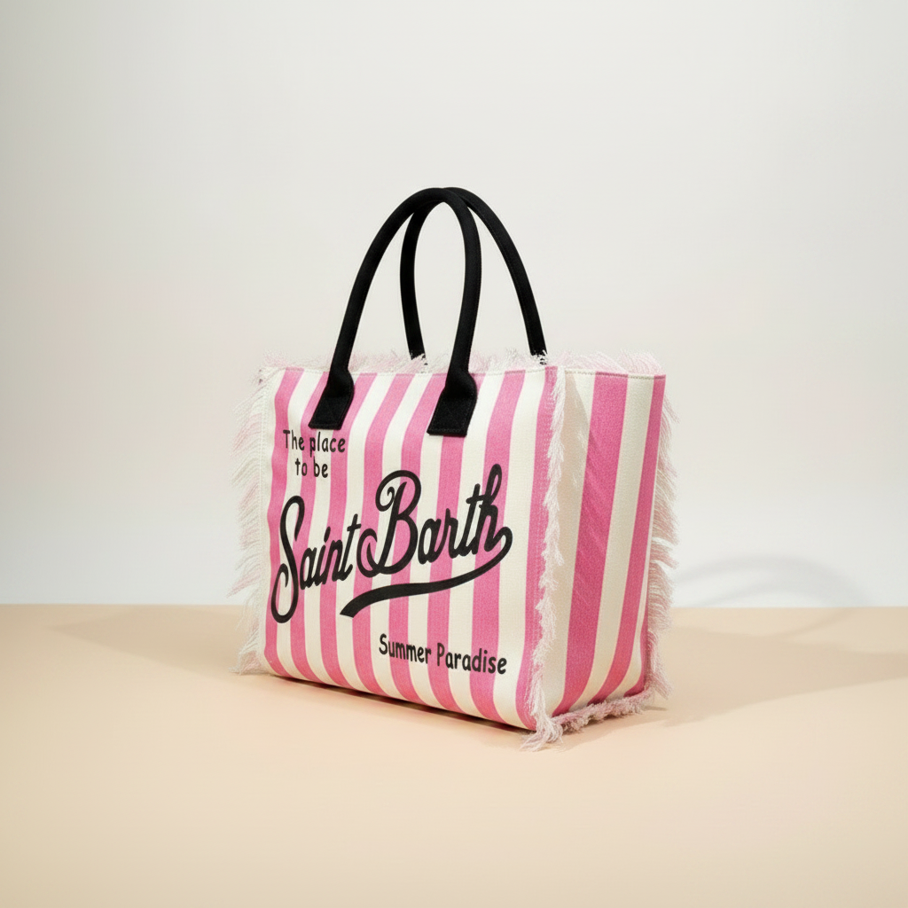 Dolce Riva - Pink Pinstripe Beach Bag